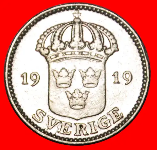 * 3 KRONEN (1910-1941): SCHWEDEN ★ 25 OERE 1919 SILBER! Gustav V. (1907-1950) *  SWEDEN ★ SILVER