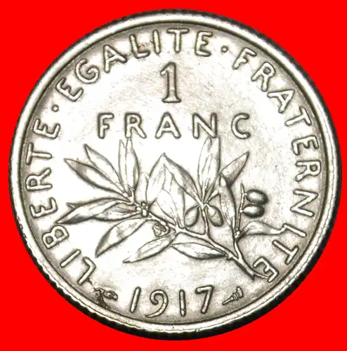 * 3. REPUBLIK (1870-1940): FRANKREICH ★ 1 FRANC 1917 SILBER! * III REPUBLIC: FRANCE ★ SILVER!