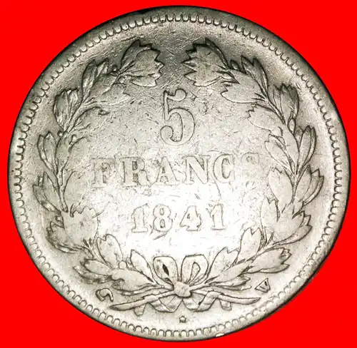 * SILBER: FRANKREICH ★ 5 FRANCS 1841W! LOUIS-PHILIPPE I. (1830-1848)! * SILVER: FRANCE  ★ 