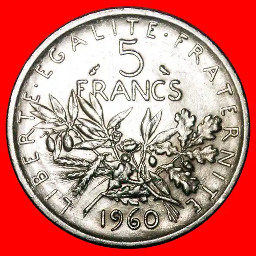 * SILBER TYP (1959-1969): FRANKREICH ★ 5 FRANCS 1960 VZGL STEMPELGLANZ! * SILVER: FRANCE ★MINT LUSTRE!