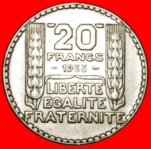 * 3. REPUBLIK (1870-1940): FRANKREICH ★ 20 FRANCS 1933 SILBER! *  FRANCE ★  SILVER