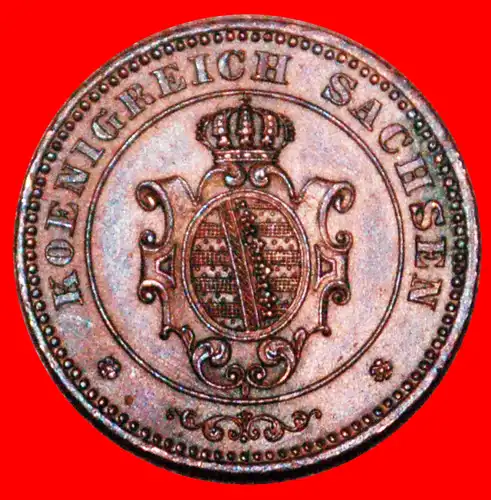 * JOHANN I. (1854-1873): DEUTSCHLAND ★ 1 PFENNIG 1865B SACHSEN STG!  * SAXONY: GERMANY ★