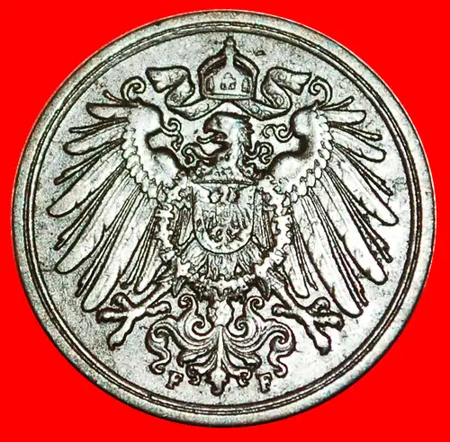 * ADLER (1890-1916): DEUTSCHLAND ★ 1 PFENNIG 1906F! Wilhelm II. (1888-1918)  * GERMANY ★