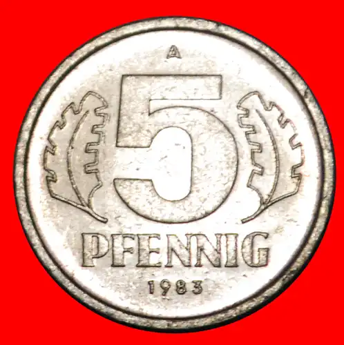 * HAMMER UND ZIRKEL (1968-1990): DEUTSCHLAND DDR ★ 5 PFENNIG 1983A VZGL STEMPELGLANZ! * GERMANY ★