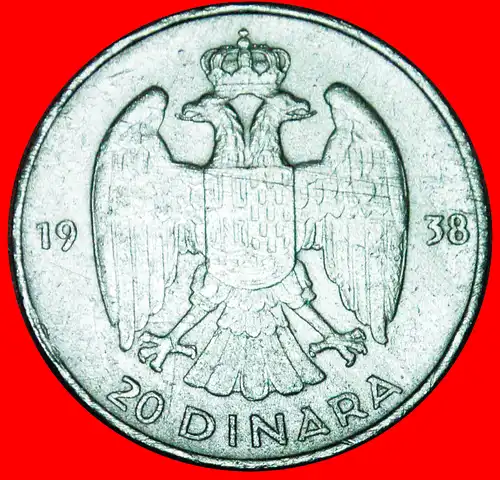 * PETER II. (1934-1945): JUGOSLAWIEN ★ 20 DINAR 1938 SILBER! * SILVER: YUGOSLAVIA ★