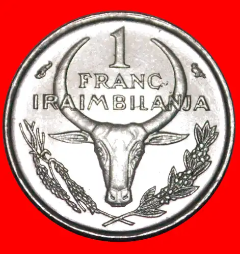 * FRANKREICH: MADAGASKAR ★ 1 FRANC 1965 BLUME UND OCHSE! * FRANCE: MADAGASCAR 