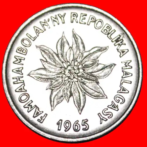 * FRANKREICH: MADAGASKAR ★ 1 FRANC 1965 BLUME UND OCHSE! * FRANCE: MADAGASCAR 