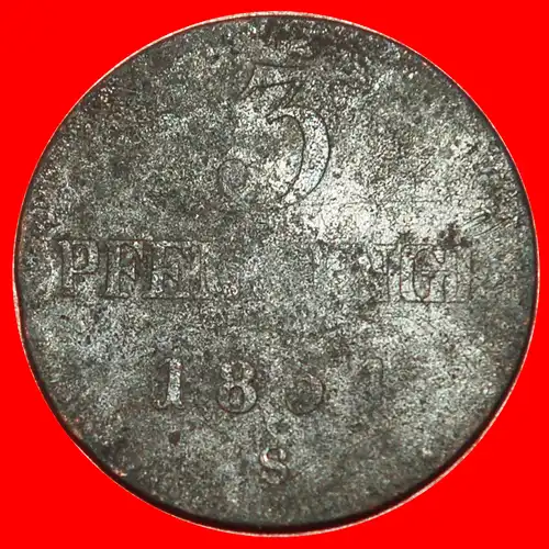 * UNGEWÖHNLICH: DEUTSCHLAND ★ 3 PFENNIGE 1854S WISMAR! * UNCOMMON: GERMANY