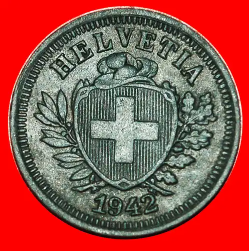 * HUT AUF DEM SCHILD: SCHWEIZ ★ 1 RAPPEN 1942B KRIEGSZEIT (1939-1945)! RÄTSELMÜNZE! * RIDDLE COIN: SWITZERLAND