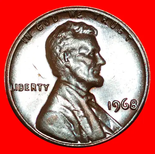 * MEMORIAL (1959-1982): USA ★ 1 CENT 1968! LINCOLN (1809-1865)