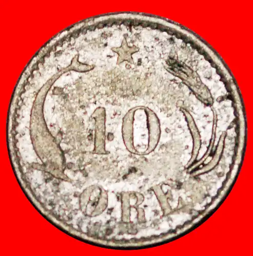 * SCHWEINWALE (1874-1905): DÄNEMARK ★ 10 OERE 1884 SILBER UNGEWÖHNLICH! Christian IX. (1863-1906)  * SILVER: DENMARK ★ 