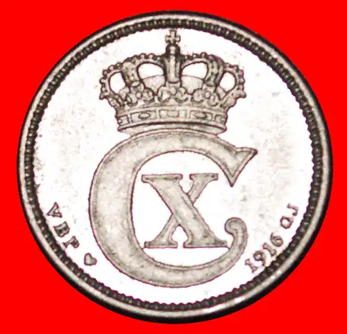 * MONOGRAMM (1914-1919): DÄNEMARK ★ 10 OERE 1916 SILBER! Christian X. (1912-1947)  * SILVER: DENMARK ★ 