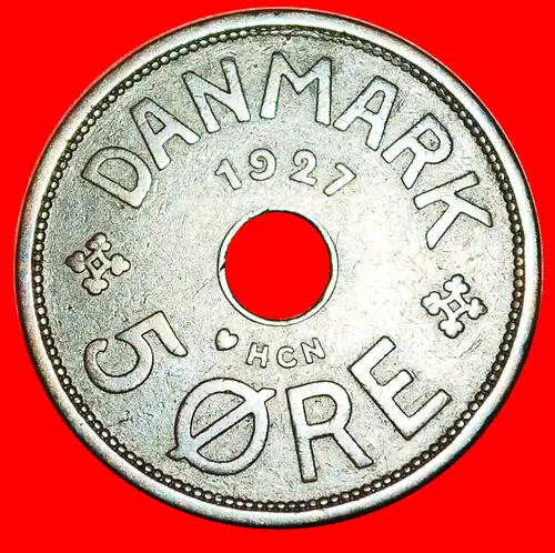 * LOCH (1927-1940): DÄNEMARK ★ 5 OERE 1927! Christian X. (1912-1947)     *  DENMARK ★ 