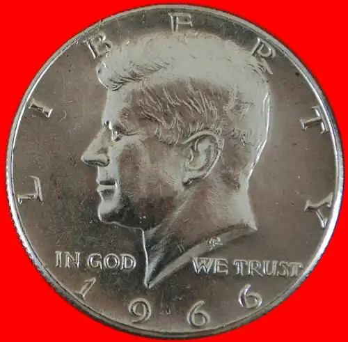 *• SILBER: USA* 1/2 DOLLAR 1966 KENNEDY (1917-1963)! uSTG STEMPELGLANZ * SILVER!