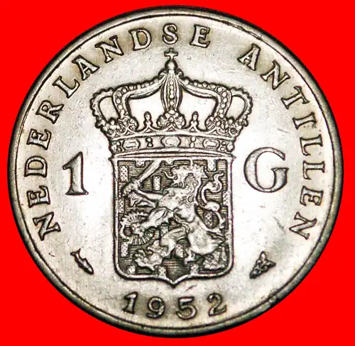 * SILBER (1952-1970): NIEDERLANDE ANTILLEN ★ 1 GULDEN 1952! * SILVER: NETHERLANDS ANTILLES ★ 