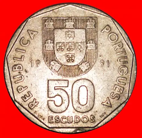 * SCHIFF und FISCHE (1986-2001): PORTUGAL ★ 50 ESCUDOS 1991 ENTDECKUNG MÜNZE! * DISCOVERY COIN TO BE PUBLISHED!