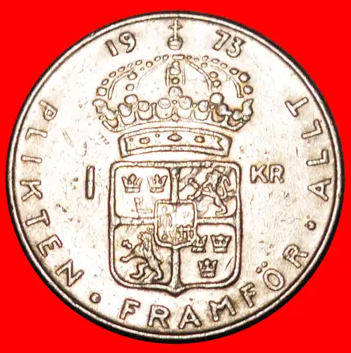 * NICHT SILBER (1968-1973): SCHWEDEN ★ 1 KRONE 1973! * NOT SILVER:  SWEDEN 