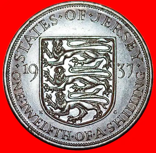 * GROSSBRITANNIEN (1937-1947): JERSEY ★ 1/12 SHILLING 1937! INTERESSANTE TYP! * GREAT BRITAIN: JERSEY ★ ERROR