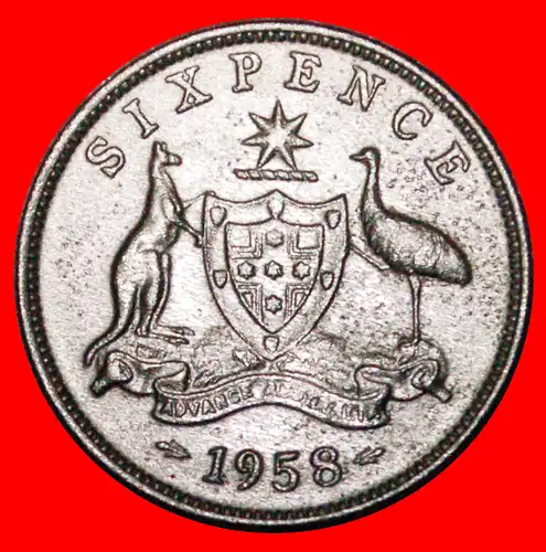 * KÄNGURU (1953-1963): AUSTRALIEN ★ 6 PENCE 1958 SILBER! * KANGAROO: AUSTRALIA ★ SILVER!