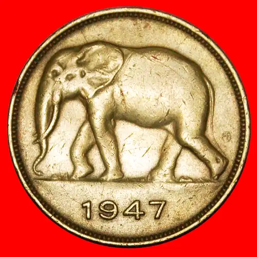 * SÜDAFRIKA ELEFANT (1946-1947): BELGISCHER KONGO ★ 5 FRANKEN 1947! UNGEWÖHNLICH! * SOUTH AFRICA ELEPHANT: BELGIAN CONGO ★UNCOMMON!