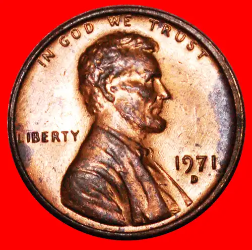 * MEMORIAL (1959-1982): USA ★ 1 CENT 1971D STG STEMPELGLANZ! LINCOLN (1809-1865) NUR VERÖFFENTLICHT! * JUST PUBLISHED!