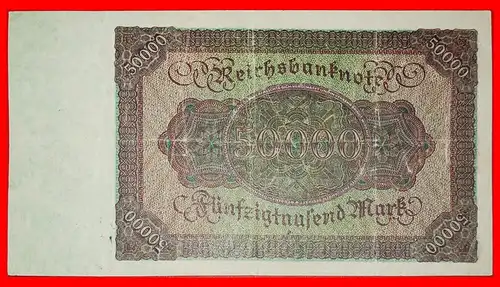 * REICHSBANKNOTE: DEUTSCHLAND ★ 50000 MARK 1922! *  GERMANY ★