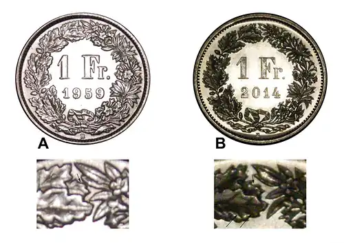 * SILBER (1875-1967): SCHWEIZ ★ 1 FRANKEN 1959B  VZGL STEMPELGLANZ! ENTDECKUNG MÜNZE! * SILVER: SWITZERLAND ★ DISCOVERY COIN! 