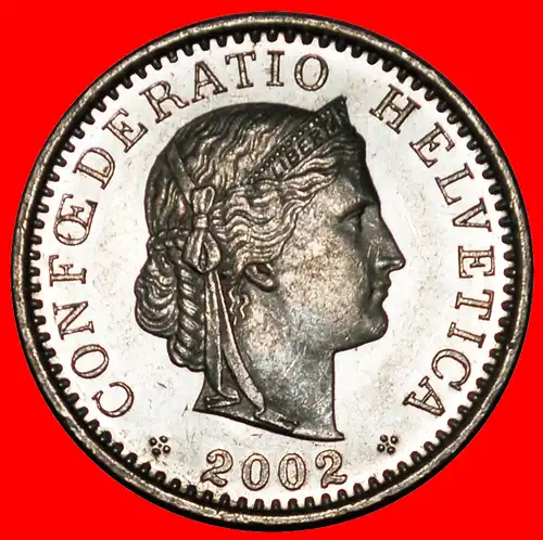 * FREIHEIT (1939-2021): SCHWEIZ ★ 20 RAPPEN 2002B ENTDECKUNG MÜNZE! VZGL STEMPELGLANZ! * SWITZERLAND ★ DISCOVERY COIN!