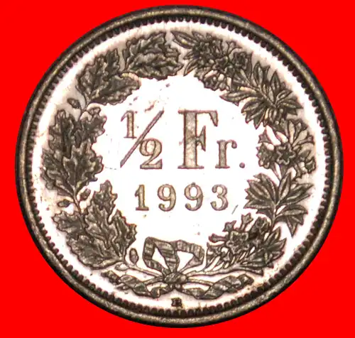 * MIT ZUSÄTZLICHEM STERN (1983-2021): SCHWEIZ ★ 1/2 FRANKEN 1993B VZGL STEMPELGLANZ! ENTDECKUNG MÜNZE! * SWITZERLAND ★ DISCOVERY COIN! 