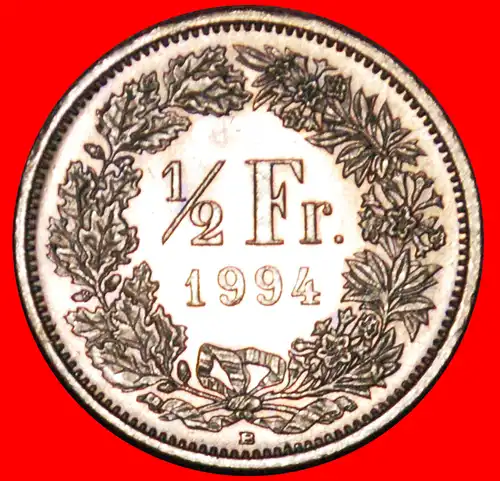 * MIT ZUSÄTZLICHEM STERN (1983-2021): SCHWEIZ ★ 1/2 FRANKEN 1994B VZGL STEMPELGLANZ! * SWITZERLAND ★ 