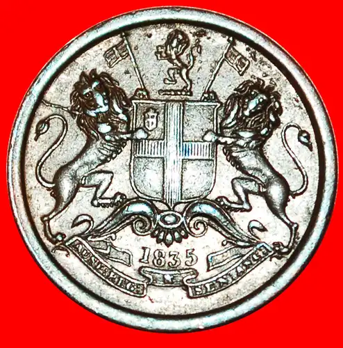 * LÖWEN (1835-1848): BRITISCHE OSTINDIEN-KOMPANIE INDIEN ★ 1/12 ANNA 1835! UNGEWÖHNLICH!  * LIONS : EAST INDIA COMPANY ★ UNCOMMON