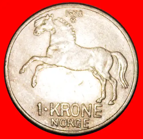 * PFERD (1958-1973): NORWEGEN ★  1 KRONE 1970 VZGL STEMPELGLANZ! UNGEWÖHNLICH! * NORWAY ★ UNCOMMON!