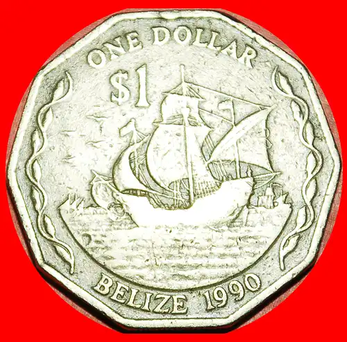 * GROSSBRITANNIEN (1990-2018): BELIZE ★ 1 DOLLAR 1990! SCHIFF!  * GREAT BRITAIN: BELIZE ★