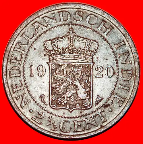 * NIEDERLANDE (1914-1945): NIEDERLÄNDISCH-INDIEN ★ 2 1/2 CENTS 1920 ENTDECKUNG MÜNZE! WILHELMINA (1890-1948)! * NETHERLANDS EAST INDIES ★ DISCOVERY COIN