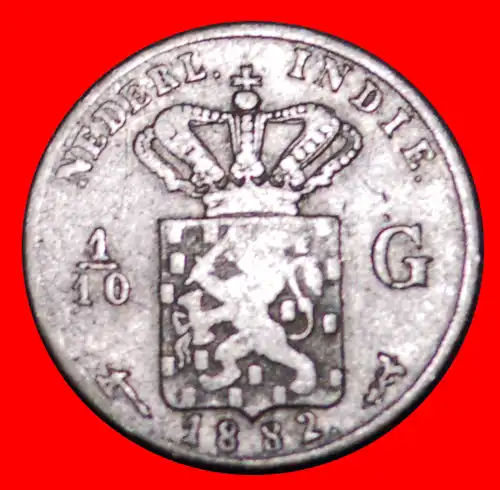 * NIEDERLANDE (1854-1901): NIEDERLÄNDISCH-INDIEN ★ 1/10 GULDEN 1882 SILBER! WILHELM III. (1849-1890)! * SILVER:  NETHERLANDS EAST INDIES ★ 