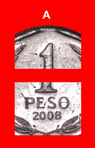 * ENTDECKUNG MÜNZE: CHILE ★ 1 PESO 2008! VZGL STEMPELGLANZ!  O'HIGGINS (1778-1842) * DISCOVERY COIN: CHILE ★