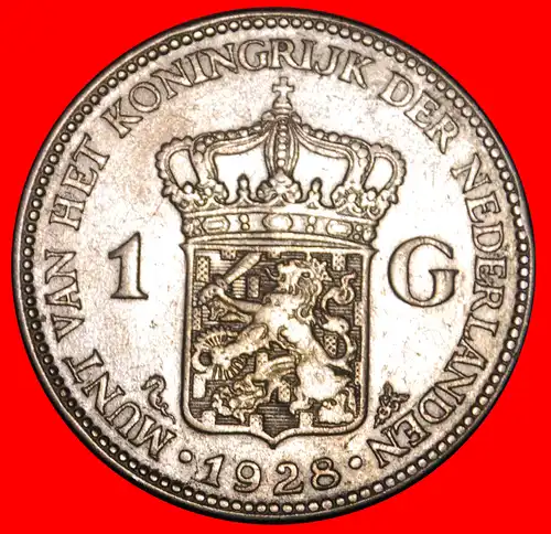 * SILBER (1922-1945): NIEDERLANDE ★ 1 GULDEN 1928! WILHELMINA (1890-1948) * SILVER: NETHERLANDS ★ 