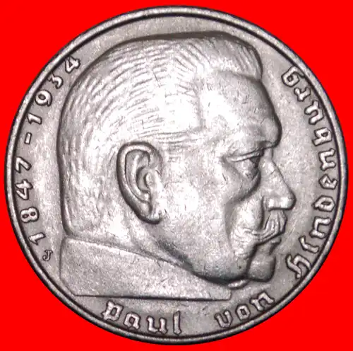 * HINDENBURG (1847-1934): DEUTSCHLAND ★ 2 REICHSMARK 1939J! SILBER! * THIRD REICH: GERMANY ★ SILVER!