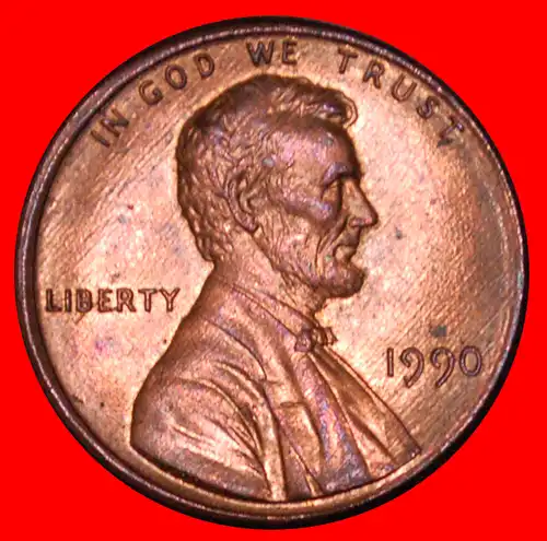 * MEMORIAL (1982-2008): USA ★ 1 CENT 1990! STG STEMPELGLANZ! LINCOLN (1809-1865)