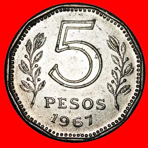 * SCHIFF (1961-1968): ARGENTINIEN ★ 5 PESOS 1967! ENTDECKUNG MÜNZE! * SHIP: ARGENTINA ★ DISCOVERY COIN!