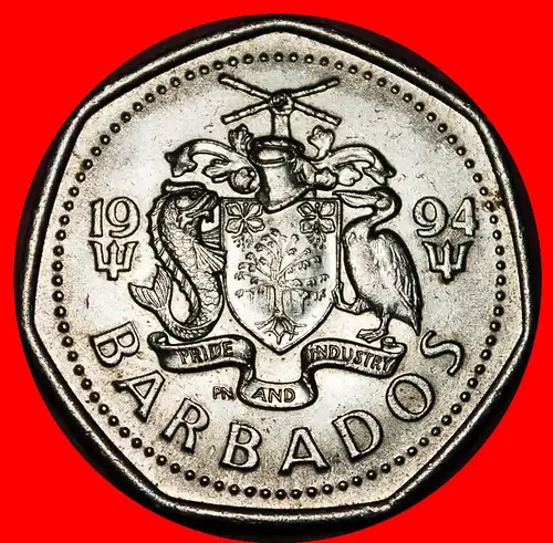 * GROSSBRITANNIEN (1988-2005): BARBADOS ★ 1 DOLLAR 1994! FISCH!   * GREAT BRITAIN: BARBADOS ★