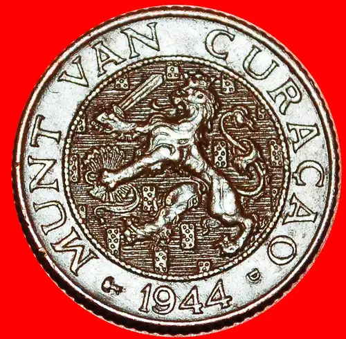 * USA (1944-1947): CURACAO ★ 1 CENT 1944D! WILHELMINA (1890-1948) ENTDECKUNG MÜNZE!  ★  DISCOVERY COIN!