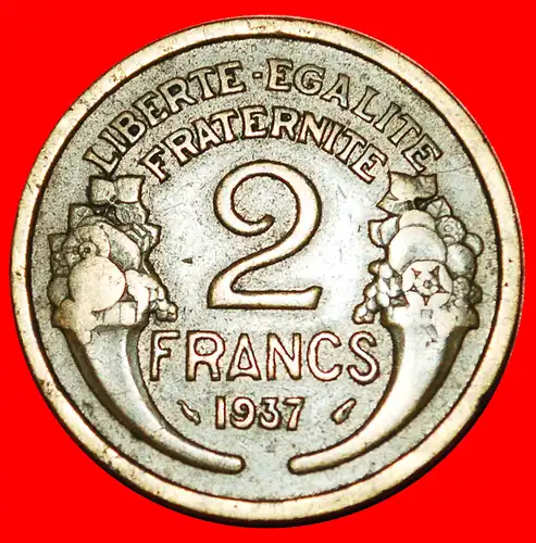 * 2 FÜLLHÖRNER: FRANKREICH ★ 2 FRANCS 1937!  * CORNUCOPIAS:  FRANCE ★  