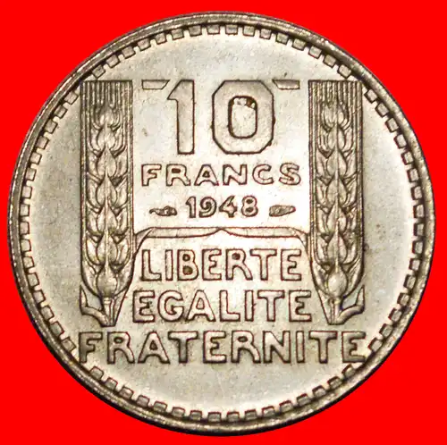 * PHRYGISCHE KAPPE: FRANKREICH ★10 FRANCS 1948 VZGL STEMPELGLANZ! *  FRANCE ★  