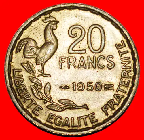 * HAHN (1950-1954): FRANKREICH ★ 20 FRANCS 1950! GEORGES GUIRAUD! * COCK:  FRANCE ★  