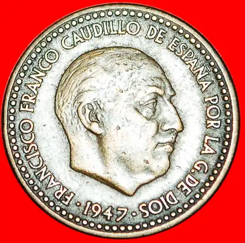 * GENERALISSIMUS FRANCO (1936-1975): SPANIEN ★ 1 PESETA 1947(1954)! ★ SPAIN  ★