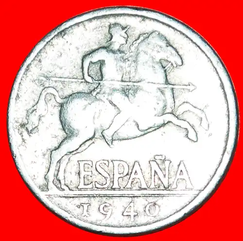 * IBERISCHER REITER: SPANIEN ★ 5 CENTAVOS 1940! UNGEWÖHNLICH!   * ★ SPAIN  ★UNUSUAL