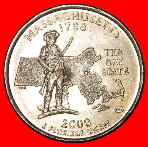 * GEWEHR 1788: USA ★ 1/4 DOLLAR 2000P WASHINGTON (1789-1797)! STG STEMPELGLANZ!!! von der Rolle! 