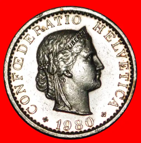 * FREIHEIT (1939-2022): SCHWEIZ ★ 20 RAPPEN 1980 STELPEL 1+A! * SWITZERLAND ★