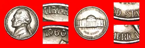 * UNVERÖFFENTLICHT: USA ★ 5 CENTS 1960! JEFFERSON (1801-1809) * UNPUBLISHED: USA ★ 